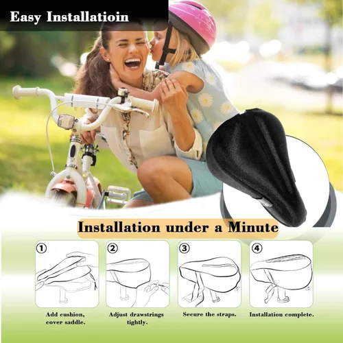 Miniatura 4 de Comfort-First Cojín de asiento de gel Bicicletas para niños/jóvenes de 9 x 6 pulgadas Funda protectora para exteriores Tecnología ultrasuave