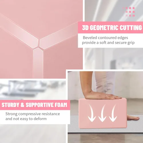 Miniatura 3 de Biguphate Bloques de yoga, paquete de 2 bloques de yoga de espuma EVA de soporte, sin látex, bloques de ejercicio antideslizantes, accesorios