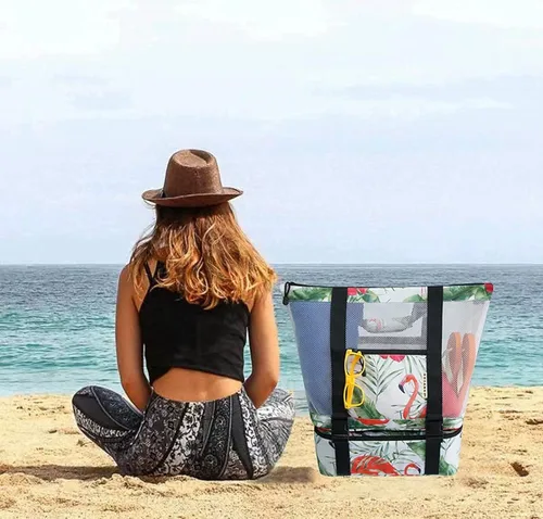 Miniatura 6 de Bolsa de playa de malla con enfriador de playa desmontable