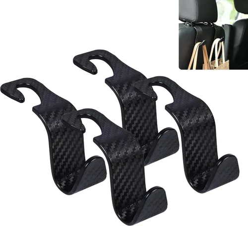 Ganchos universales para reposacabezas de asiento de coche, ganchos de almacenamiento interior para bolso de mano, abrigos, paraguas, bolsas de Negro