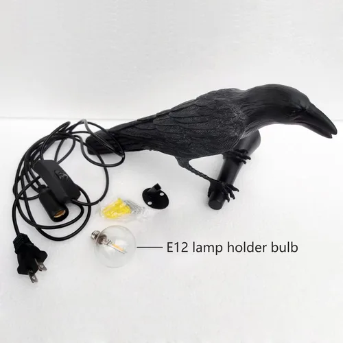 Miniatura 4 de NorDiem Lámpara de pared de cuervo, aplique de pared gótico único de pájaros de cuervo para mesita de noche, dormitorio, sala de estar, decoración