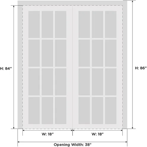 Miniatura 6 de SARTODOORS Planum 2102 Puertas francesas interiores de doble oscilación con vidrio esmerilado, madera maciza, accesorios incluidos, 36x84, blanco