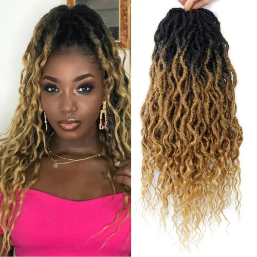 Miniatura 17 de Rastas sintéticas de ganchillo trenzadas, trenzas bohemias de 24 pulgadas, rastas sintéticas ombré, cabello trenzado afro rastas 1B