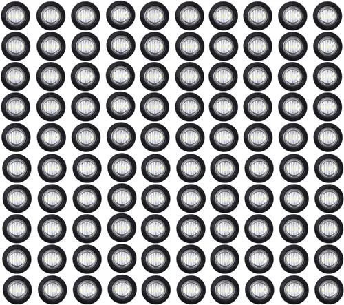 TMH 100 luces indicadoras laterales redondas de 3/4 pulgadas de 3/4 pulgadas, 3 LED, 12 V CC (blanco (100 unidades)