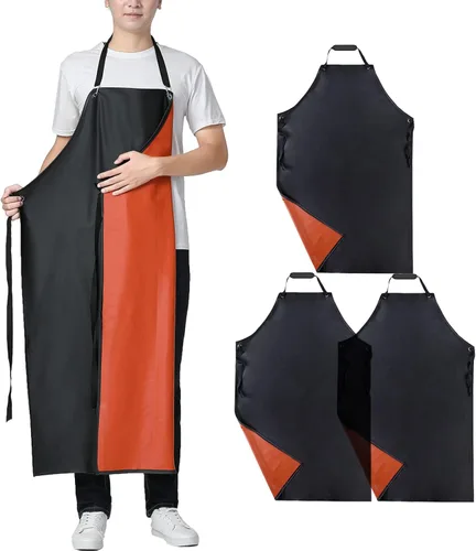 Miniatura 8 de Delantal impermeable de vinilo de goma, 43' para lavavajillas/cocina, resistente a químicos MD006-Negrorojo Rojo- negro