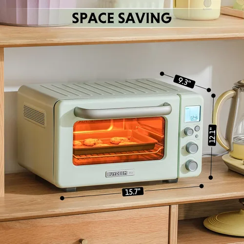 Miniatura 4 de BUYDEEM Horno tostador T103 de 12 cuartos de galón, no necesita precalentamiento, 7 modos de cocción, mini horno tostador retro con rejilla