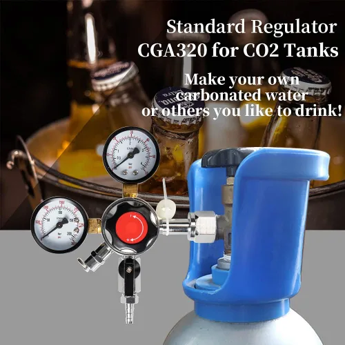 Miniatura 7 de Regulador de CO2 de barril de cerveza CGA320 - Regulador Kegerator de la marca LUCKEG con válvula de alivio de presión de seguridad, incluye línea