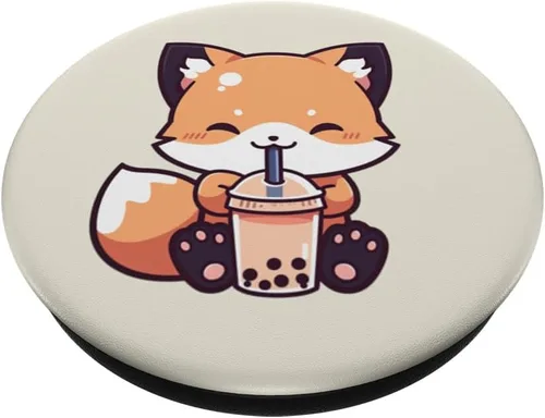 Miniatura 2 de Lindo Fox Drink Boba Milk Tea Kawaii Anime Fox Bubble Tea PopSockets Intercambiable PopGrip