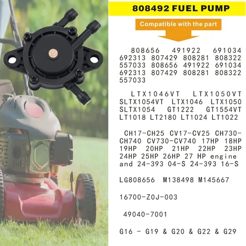 Miniatura 3 de Bomba de combustible de repuesto Briggs 808492 597338 Kohler 17hp-27hp para cortacésped, tractor, carrito de golf, motor y bomba de combustible