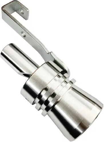 Miniatura 3 de DEVMO Silenciador de escape universal de aleación de aluminio de tamaño XL, silbato de tubo de escape de sonido turbo para coche, tono plateado