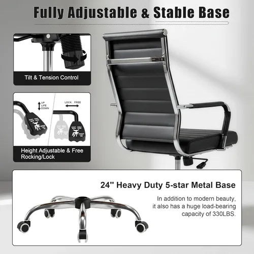 Miniatura 5 de Silla de Oficina Okeysen, Sillas Ergonómicas de Cuero Modernas para Sala de Conferencias, Silla Ejecutiva con Costillas Ajustable y Giratoria