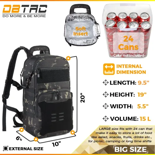 Miniatura 3 de DBTAC Mochila táctica para el almuerzo, enfriador de almuerzo grande para hombres y mujeres Mochila enfriadora aislada para el trabajo, picnic