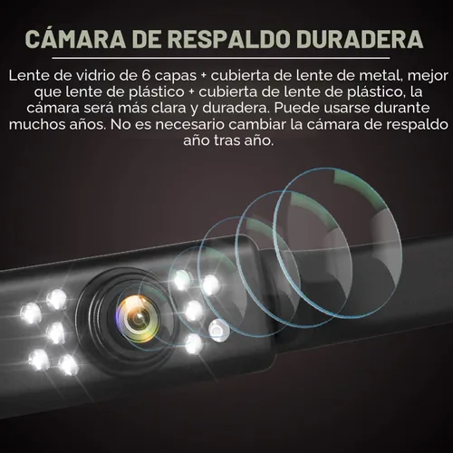 Miniatura 3 de Cámara de respaldo para automóvil, visión nocturna HD, cámara de visión trasera, con 9 luces LED, fuente y cámara trasera, ángulo de visión amplio