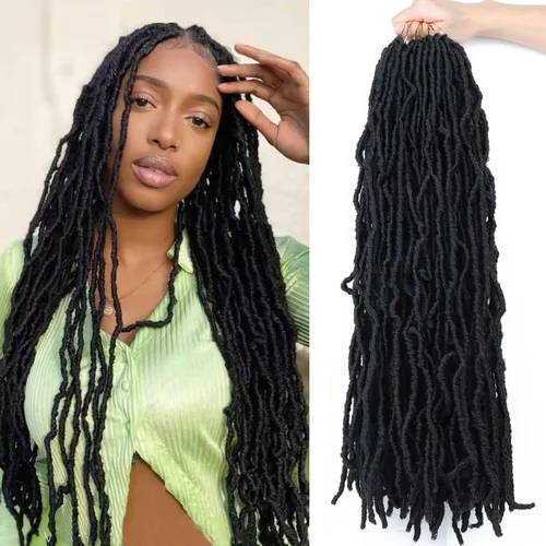 Miniatura 8 de LMZIM 7 paquetes de cabello sintético de ganchillo preanudado de 26 pulgadas, trenzas de ganchillo suaves de diosa para mujeres negras, extensiones