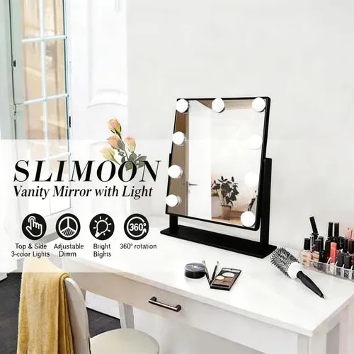 Miniatura 7 de Espejo de tocador de maquillaje con luces LED, espejo de maquillaje desmontable de 10 aumentos, espejo de maquillaje Hollywood con iluminación