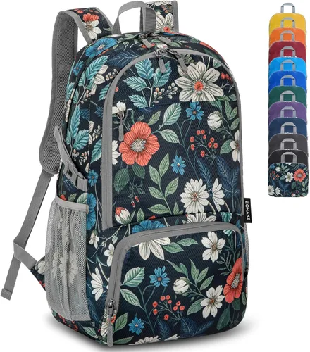 Miniatura 9 de ZOMAKE Mochila plegable ligera 30L, mochilas plegables para senderismo, mochila plegable compacta resistente al agua para viajes Naranja