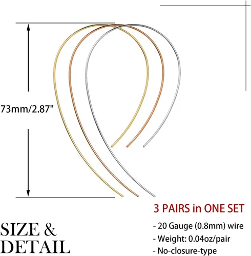 Miniatura 5 de 3 pares de aretes de aro grandes y finos, chapados en oro de 18 quilates, ligeros, minimalistas, súper delgados, aretes de aro de baloncesto grandes