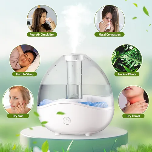 Miniatura 6 de Humidificadores de niebla fría para dormitorio, humidificador de aire ultrasónico pequeño silencioso de 1.5 litros con 5 filtros, luz nocturna