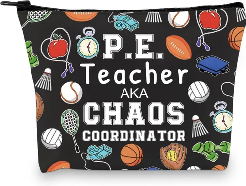 P.E. Teacher Chaos Coordinator - Bolsa con cremallera para educación física, regalo para profesores, gimnasio, regalo para profesores, regalo de