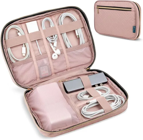 Miniatura 11 de PAVILIA Organizador de cables de viaje, organizador electrónico de viaje, estuche de almacenamiento de cables, bolsa pequeña para cable de carga