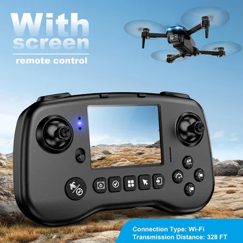 Miniatura 2 de Dron con cámara - Drone con pantalla en el controlador para principiantes, cuadricóptero de control remoto plegable con control de gestos, giro 3D