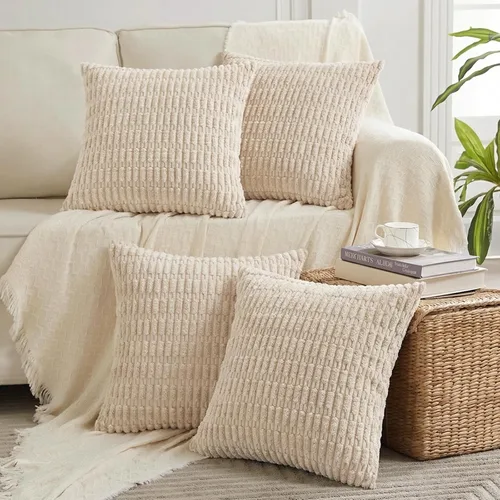 Fancy Homi - Paquete de 4 fundas de almohada decorativas de color tostado, 18 x 18 pulgadas para sala de estar, sofá o cama, decoración rústica y
