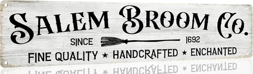 Dsyvukt Salem Broom Co - Letreros vintage de metal retro para cocina, hogar, Halloween, pared, bar, granja, decoración de Halloween, puerta w15