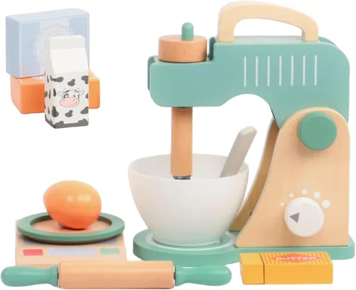 Juego de juguetes de licuadora de madera para niños, juguete mezclador de galletas para hornear, accesorios de cocina Montessori para niñas y niños