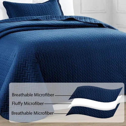 Miniatura 388 de MOONLIGHT20015 Edredón tamaño King (106 x 96 pulgadas) con 2 fundas de almohada (20 x 36 + 2 pulgadas) para todas las estaciones, juego de cama Azul