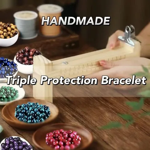 Miniatura 5 de 2 pulseras de triple protección, ojo de tigre natural, obsidiana negra y hematita, cuentas de 0.315 in para hombres y mujeres, regalo de pulsera