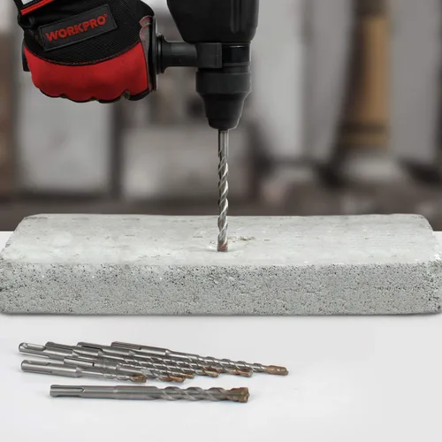 Miniatura 7 de WORKPRO SDS-Plus Juego de brocas de 8 piezas, punta de carburo, SDS+ Juego de brocas de martillo giratorio con estuche de almacenamiento