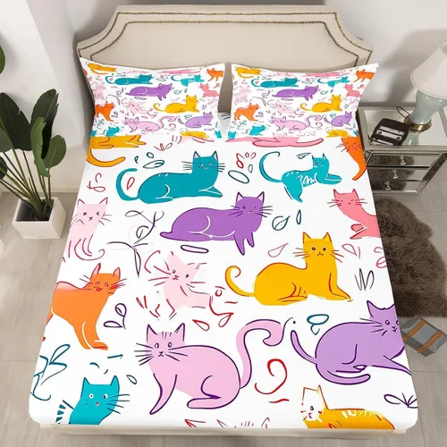 Miniatura 17 de Sábana bajera ajustable de tamaño individual para niños, diseño de animales marinos náuticos, juego de ropa de cama coral bajo el mar, juego de ropa