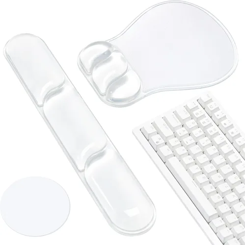 Miniatura 9 de Ospelelf Juego de alfombrilla de mouse con reposamuñecas de gel ergonómico para teclado, soporte de muñeca con parte inferior de goma Rosa y azul