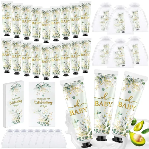 24 juegos de crema de manos para baby shower, salvia a granel, verde salvia, regalos de despedida de soltera, agradecimiento, crema de manos para