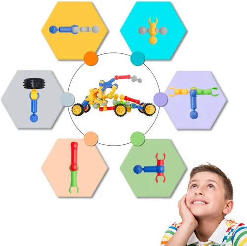 Miniatura 3 de SHUNLAM Juguetes de construcción para niños, 110 juguetes STEM para niños y niñas, juego entrelazado para mayores de 3 años, kit creativo para niños