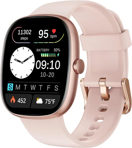 Fitness Trackers for Men Women with Bluetooth Call 24/7 Heart Rate & Blood Oxygen Monitor Sleep Tracker, Steps/Calories Counter Rosa