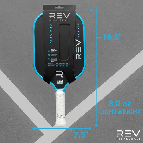 Miniatura 2 de Rev Pickleball Pro-Performance Paddle - Pickleball Racket - Carbon Fiber Face - Thermoformed with Foam-Injected Walls - 14mm - 16.5"x7.5"- 8oz - USA