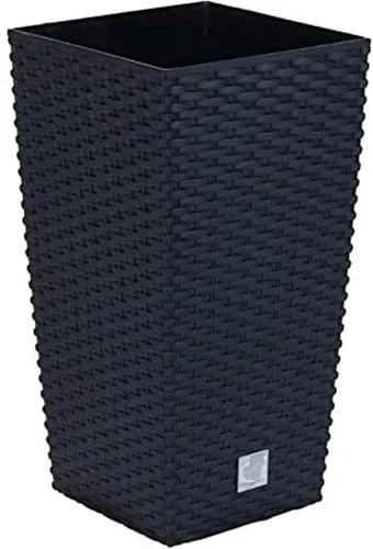 Prosper Plast - Maceta de plástico de ratán alto, color antracita, 15.7 in x 15.7 in x 29.5 in (largo x ancho), capacidad de 91.5 L, adecuada para