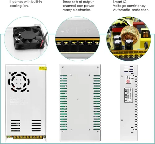 Miniatura 4 de Aclorol 12V 30A 360W Universal Regulado Conmutación Convertir Fuente de Alimentación Adaptador de CA para Tira LED Luces de Pixel Cámara CCTV