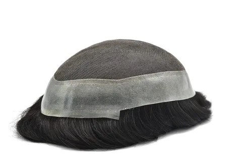 Miniatura 3 de Peluca de cabello virgen Remy de encaje francés para hombre, peluca de cabello humano real negro Australia