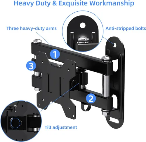Miniatura 5 de suptek Soporte de Pared para TV con Brazo para Monitor Soporte de Pared para TV con Brazo para Pantalla Soporte para Monitor para 13-30" Ajustable