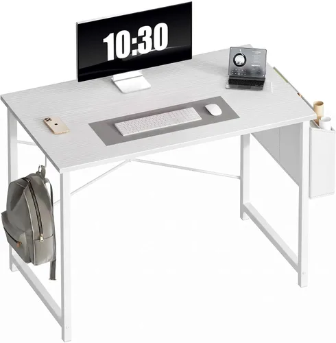 Miniatura 17 de OLIXIS Escritorio de computadora de 44 pulgadas, escritorios de oficina en casa para espacios pequeños, mesa de estudio, escritura, trabajo