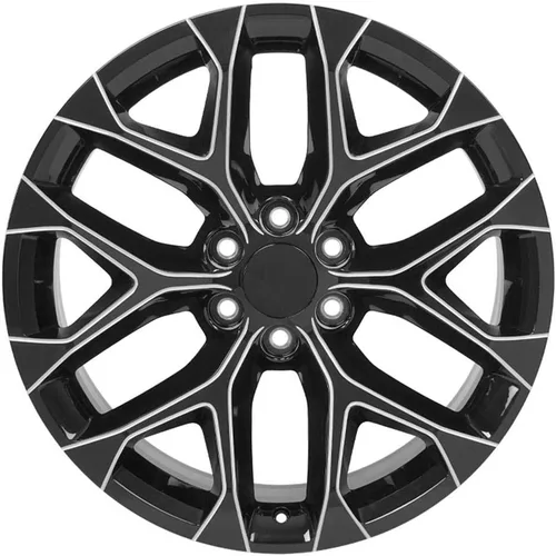 Miniatura 2 de OE Wheels CV98B - Llanta de 22 pulgadas para Silverado 1500, estilo copo de nieve, 6 x 139.7, 22 x 9, negro brillante con fresado, Hollander 5668 (1)