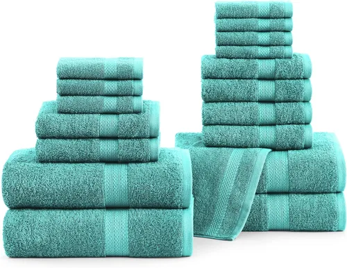 Miniatura 23 de LANE LINEN - Juego de toallas de baño, 18 piezas, 100% algodón, tamaño grande, 4 toallas de baño, 6 toallas de mano, 8 toallas pequeñas, para spa