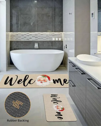 Miniatura 5 de Tapete de baño de Santa para bañera, antideslizante, de secado rápido y absorbente, tierra de diatomeas, fregadero de ducha para dormitorio, cocina