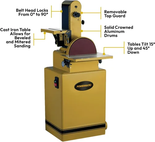 Miniatura 4 de Powermatic Lijadora de banda de 6" x 48" y disco de 12", 2 HP, 230/460V 3Ph (31A)