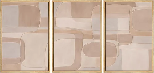 Miniatura 71 de SIGNFORD Impresión en Lienzo Enmarcado Conjunto de Arte de Pared Arte Abstracto Terroso en Tonos Marrón Profundo y Beige Arte Moderno Decorativo