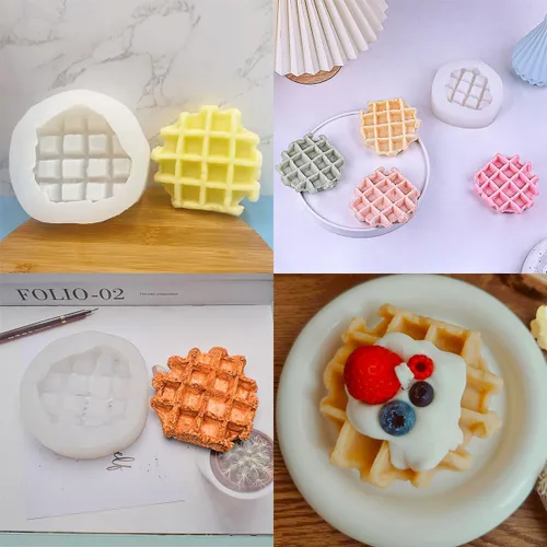 Miniatura 7 de Molde de silicona grande para waffle, moldes para velas de gofres, molde de jabón en forma de gofre, molde de chocolate artificial