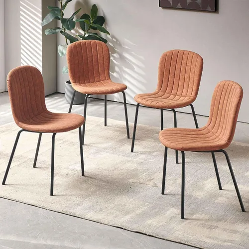 Miniatura 12 de Juego de mesa de comedor para 4, moderno juego de mesa de cocina de 5 piezas, mesa de comedor rectangular de 47 pulgadas y sillas vintage de piel