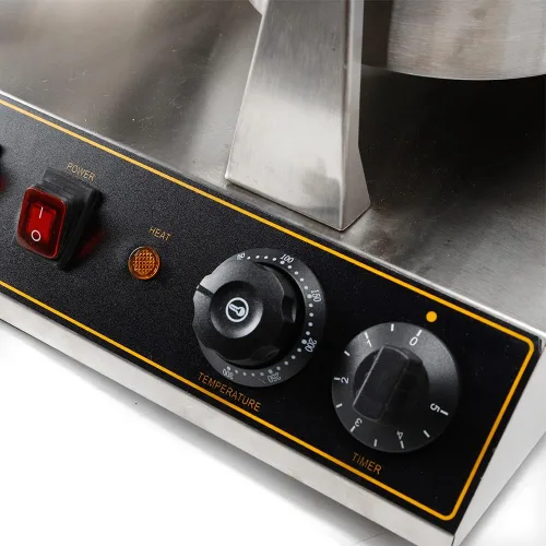 Miniatura 7 de Máquina de gofres belga de doble cabeza comercial giratoria de doble alerón para desayunar, cocina antiadherente, resistente, para restaurante, mini